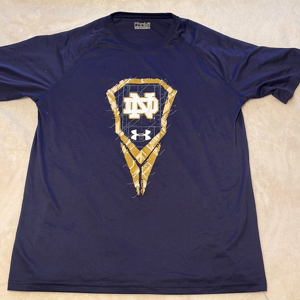 Notre Dame Lacrosse Tee with Heat GEAR Stretch Fit Material.
